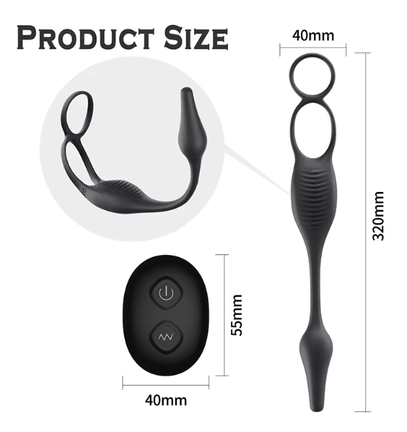 Remote control anal vibrator with penis ring